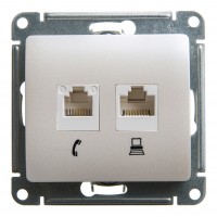 Розетка двойная компьютерная RJ45 Cat.5 SYSTEME ELECTRIC GLOSSA, перламутр