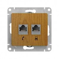 Розетка двойная компьютерная RJ45 Cat.5 SYSTEME ELECTRIC GLOSSA, дуб
