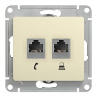 Розетка 2xRJ11+RJ45 Cat.5 SYSTEME ELECTRIC GLOSSA, бежевый