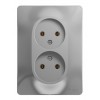Розетка двухместная SYSTEME ELECTRIC GLOSSA, скрытый монтаж, без заземления, алюминий