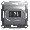 Розетка 2xUSB SYSTEME ELECTRIC GLOSSA, алюминий