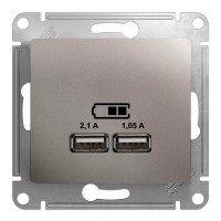 Розетка 2xUSB SYSTEME ELECTRIC GLOSSA, платина