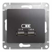 Розетка 2xUSB SYSTEME ELECTRIC GLOSSA, графит