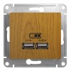 Розетка 2xUSB SYSTEME ELECTRIC GLOSSA, дуб