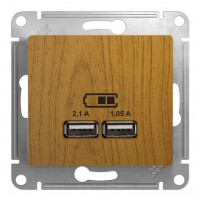 Розетка 2xUSB SYSTEME ELECTRIC GLOSSA, дуб