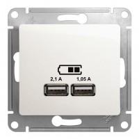 Розетка 2xUSB SYSTEME ELECTRIC GLOSSA, перламутр