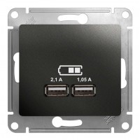 Розетка 2xUSB SYSTEME ELECTRIC GLOSSA, антрацит