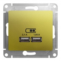 Розетка 2xUSB SYSTEME ELECTRIC GLOSSA, фисташковый