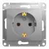 Розетка SYSTEME ELECTRIC GLOSSA, скрытый монтаж, с заземлением, алюминий