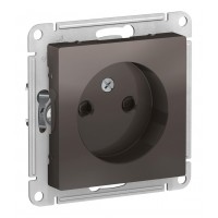 Розетка SYSTEME ELECTRIC ATLASDESIGN, скрытый монтаж, без заземления, со шторками, мокко