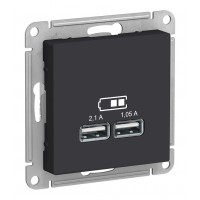 Розетка 2xUSB SYSTEME ELECTRIC ATLASDESIGN, карбон