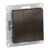 Выключатель 3-клавишный SYSTEME ELECTRIC ATLASDESIGN, скрытый монтаж, мокко