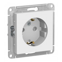 Розетка SYSTEME ELECTRIC ATLASDESIGN, скрытый монтаж, с заземлением, со шторками, винтовые клеммы, белый
