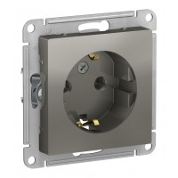 Розетка SYSTEME ELECTRIC ATLASDESIGN, скрытый монтаж, с заземлением, сталь