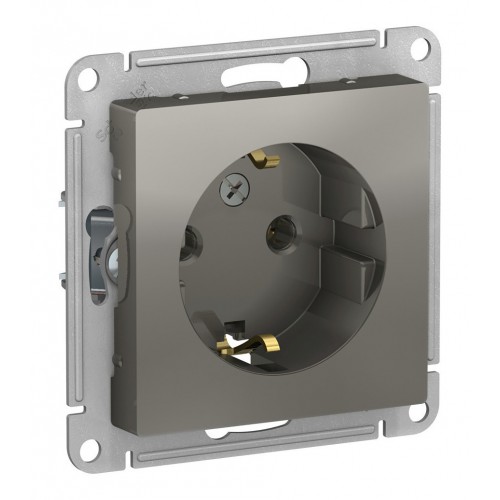 Розетка SYSTEME ELECTRIC ATLASDESIGN, скрытый монтаж, с заземлением, сталь