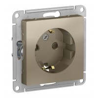 Розетка SYSTEME ELECTRIC ATLASDESIGN, скрытый монтаж, с заземлением, со шторками, шампань