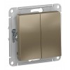 Выключатель 2-клавишный SYSTEME ELECTRIC ATLASDESIGN, скрытый монтаж, шампань