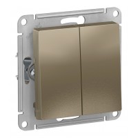 Выключатель 2-клавишный SYSTEME ELECTRIC ATLASDESIGN, скрытый монтаж, шампань