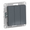 Выключатель 3-клавишный SYSTEME ELECTRIC ATLASDESIGN, скрытый монтаж, грифель