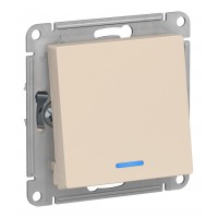 Переключатель 1-клавишный SYSTEME ELECTRIC ATLASDESIGN, с подсветкой, скрытый монтаж, бежевый