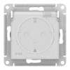 Розетка IP44 SYSTEME ELECTRIC ATLASDESIGN, скрытый монтаж, с заземлением, с прозрачной крышкой, со шторками, винтовые клеммы, белый