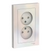 Розетка двухместная SYSTEME ELECTRIC ATLASDESIGN, скрытый монтаж, без заземления, со шторками, жемчуг