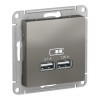 Розетка 2xUSB SYSTEME ELECTRIC ATLASDESIGN, сталь