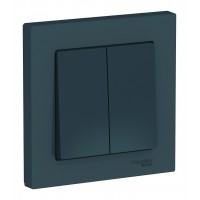 Выключатель 2-клавишный SYSTEME ELECTRIC ATLASDESIGN, скрытый монтаж, изумруд