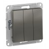 Выключатель 3-клавишный SYSTEME ELECTRIC ATLASDESIGN, скрытый монтаж, сталь