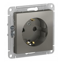Розетка SYSTEME ELECTRIC ATLASDESIGN, скрытый монтаж, с заземлением, со шторками, сталь