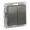 Выключатель 2-клавишный SYSTEME ELECTRIC ATLASDESIGN, скрытый монтаж, сталь