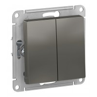 Выключатель 2-клавишный SYSTEME ELECTRIC ATLASDESIGN, скрытый монтаж, сталь