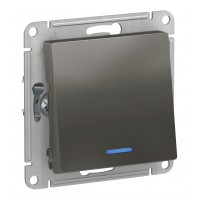 Переключатель 1-клавишный SYSTEME ELECTRIC ATLASDESIGN, с подсветкой, скрытый монтаж, сталь