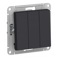 Выключатель 3-клавишный SYSTEME ELECTRIC ATLASDESIGN, скрытый монтаж, карбон