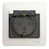 Розетка SYSTEME ELECTRIC GLOSSA, скрытый монтаж, с заземлением, с крышкой, со шторками, перламутр