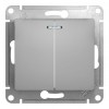 Выключатель 2-клавишный SYSTEME ELECTRIC GLOSSA, с подсветкой, скрытый монтаж, алюминий