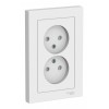Розетка двухместная с рамкой SYSTEME ELECTRIC ATLASDESIGN, скрытый монтаж, без заземления, со шторками, винтовые клеммы, белый