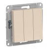 Выключатель 3-клавишный SYSTEME ELECTRIC ATLASDESIGN, скрытый монтаж, бежевый