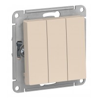 Выключатель 3-клавишный SYSTEME ELECTRIC ATLASDESIGN, скрытый монтаж, бежевый