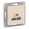 Розетка 2xUSB SYSTEME ELECTRIC ATLASDESIGN, бежевый