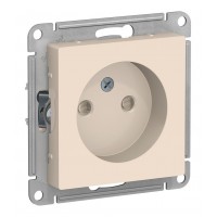 Розетка SYSTEME ELECTRIC ATLASDESIGN, скрытый монтаж, без заземления, со шторками, винтовые клеммы, бежевый