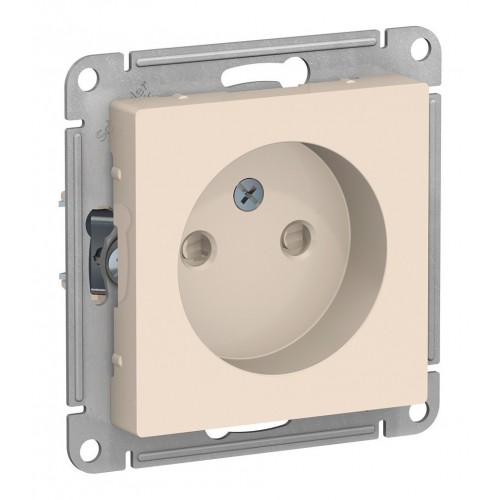 Розетка SYSTEME ELECTRIC ATLASDESIGN, скрытый монтаж, без заземления, со шторками, винтовые клеммы, бежевый