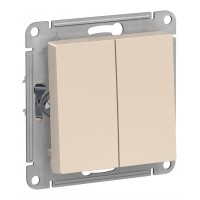 Выключатель 2-клавишный SYSTEME ELECTRIC ATLASDESIGN, скрытый монтаж, бежевый