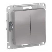 Выключатель 2-клавишный SYSTEME ELECTRIC ATLASDESIGN, скрытый монтаж, алюминий