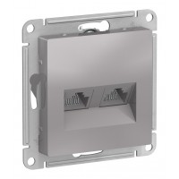 Розетка компьютерная 2xRJ45 Cat.5 SYSTEME ELECTRIC ATLASDESIGN, алюминий