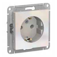 Розетка SYSTEME ELECTRIC ATLASDESIGN, скрытый монтаж, с заземлением, жемчуг