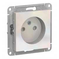 Розетка SYSTEME ELECTRIC ATLASDESIGN, скрытый монтаж, без заземления, со шторками, жемчуг