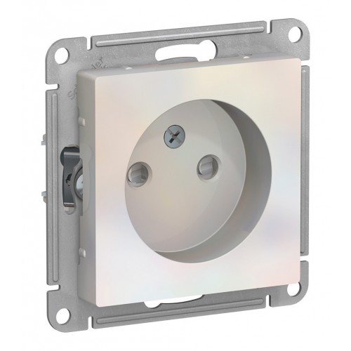 Розетка SYSTEME ELECTRIC ATLASDESIGN, скрытый монтаж, без заземления, со шторками, жемчуг