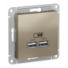 Розетка 2xUSB SYSTEME ELECTRIC ATLASDESIGN, шампань