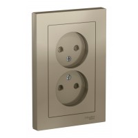 Розетка двухместная SYSTEME ELECTRIC ATLASDESIGN, скрытый монтаж, без заземления, шампань